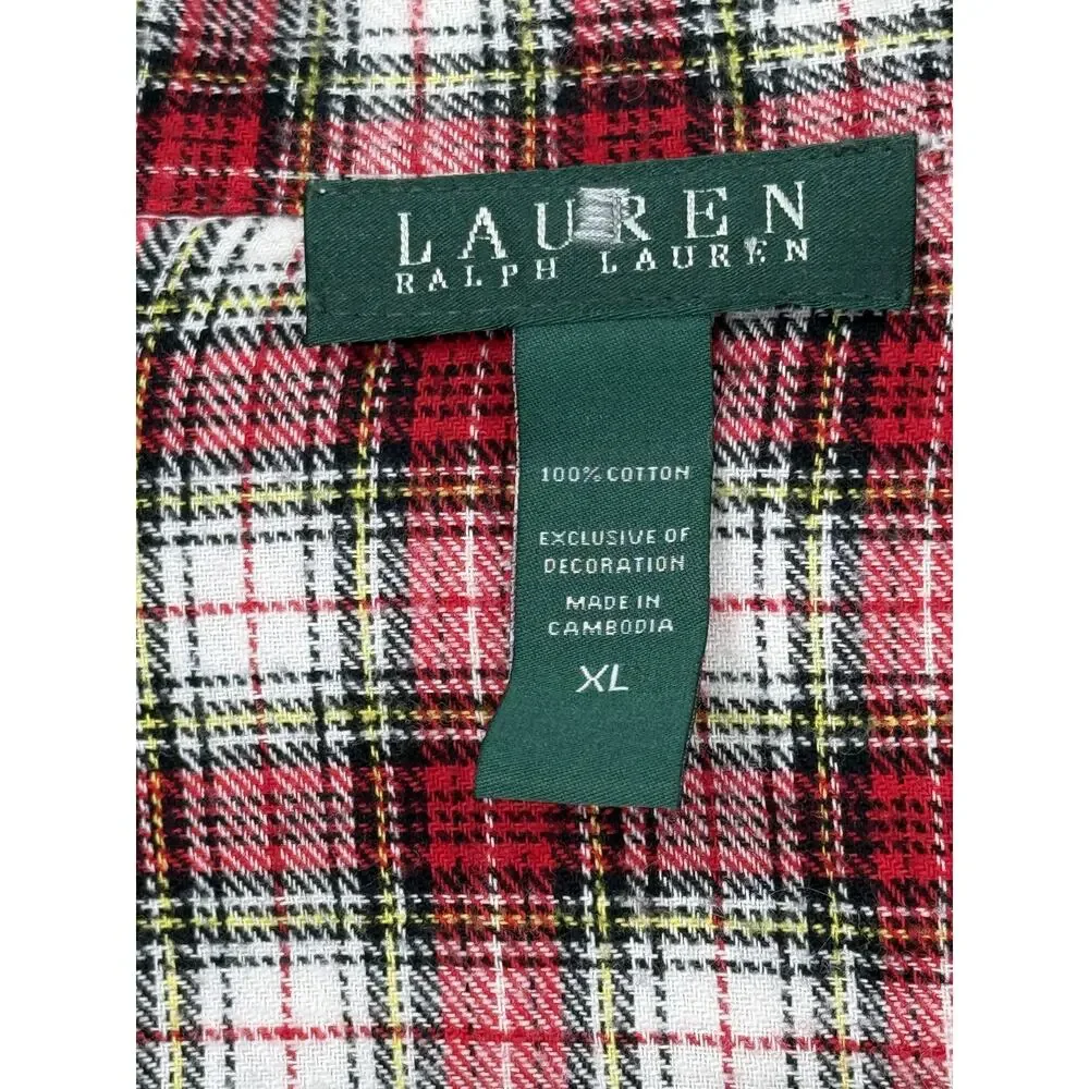 Lauren Ralph Lauren Plaid Cotton Flannel Holiday Christmas Pajama Set Womens XL